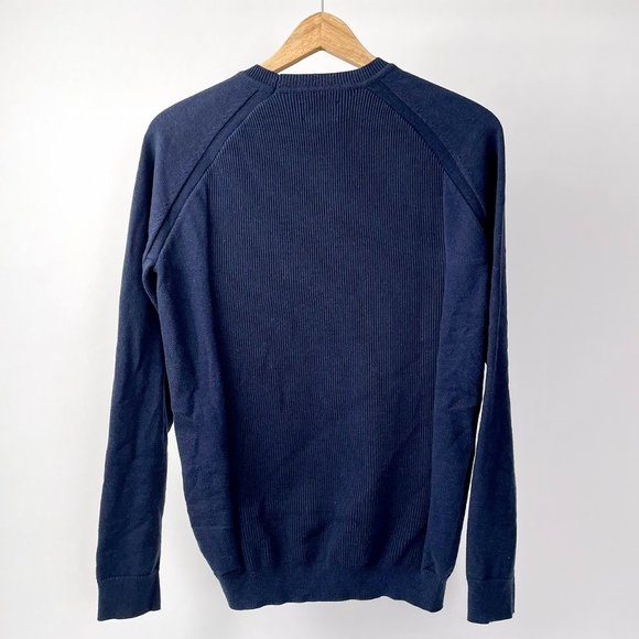 Men's Frank And Oak Ribbed Crew Neck Sweater, Navy Blue, Size L - Picture 5 of 8